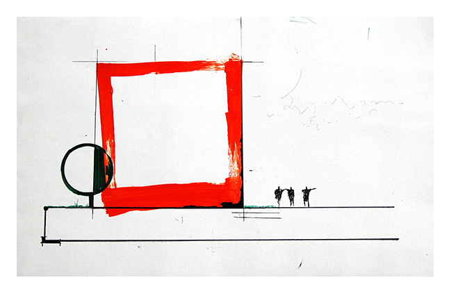 Orange temple, Ink on Paper